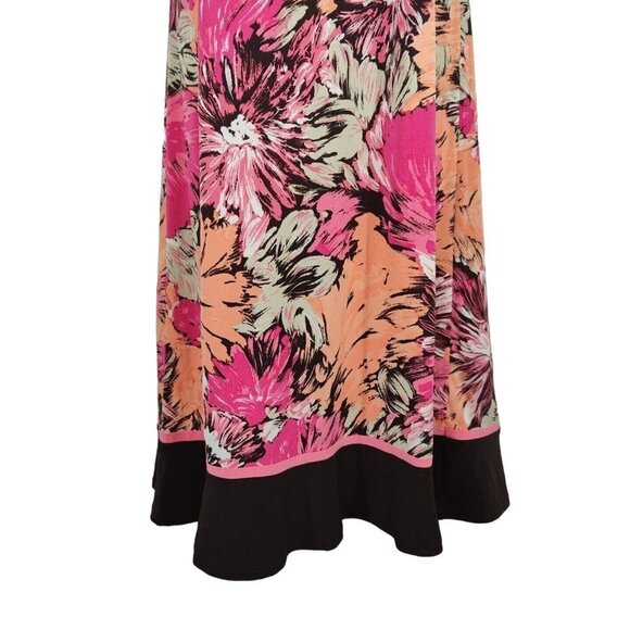 Studio I Tank Swing Shift Dress Women Size 10 Orange Pink Brown Floral Sleeveles - Picture 3 of 7